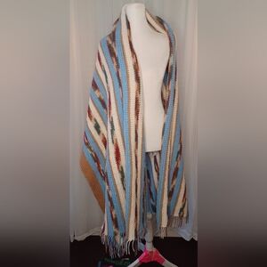 Large Neutral Colored Vintage Knit Blanket